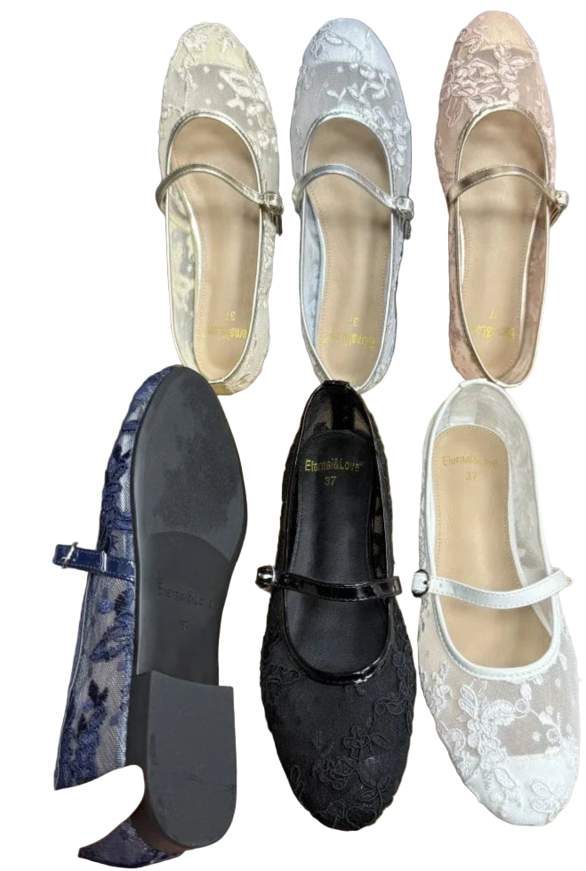 Ultra Soft Lace Breathable Flat Bottom Women's Shoes Quality Women's Casual Shoes Low Heel Floral Pattern