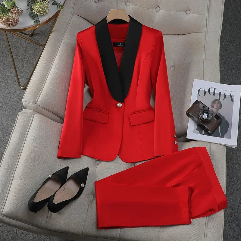 Elegant Casual Fashionable Women's Semi formal Suit Cotton Suit Jacket Matching Set Business Attire High End Workwear