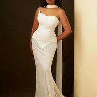 Elegant High Elasticity Mesh Long Skirt Evening Dress Women's Gown Fashionable Wrap Style Bodycon Design Knitted Fabric