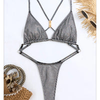 Women One Piece Swimsuit Bling Swimwear Backless Mono Bikini Feminine Bodysuit Female Bikini