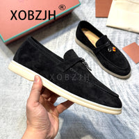 Summer Walk Moccasins Suede Loafers Shoes Women Spring Autumn Fashion Causal Leather Metal Pendant Flat Mules Shoes