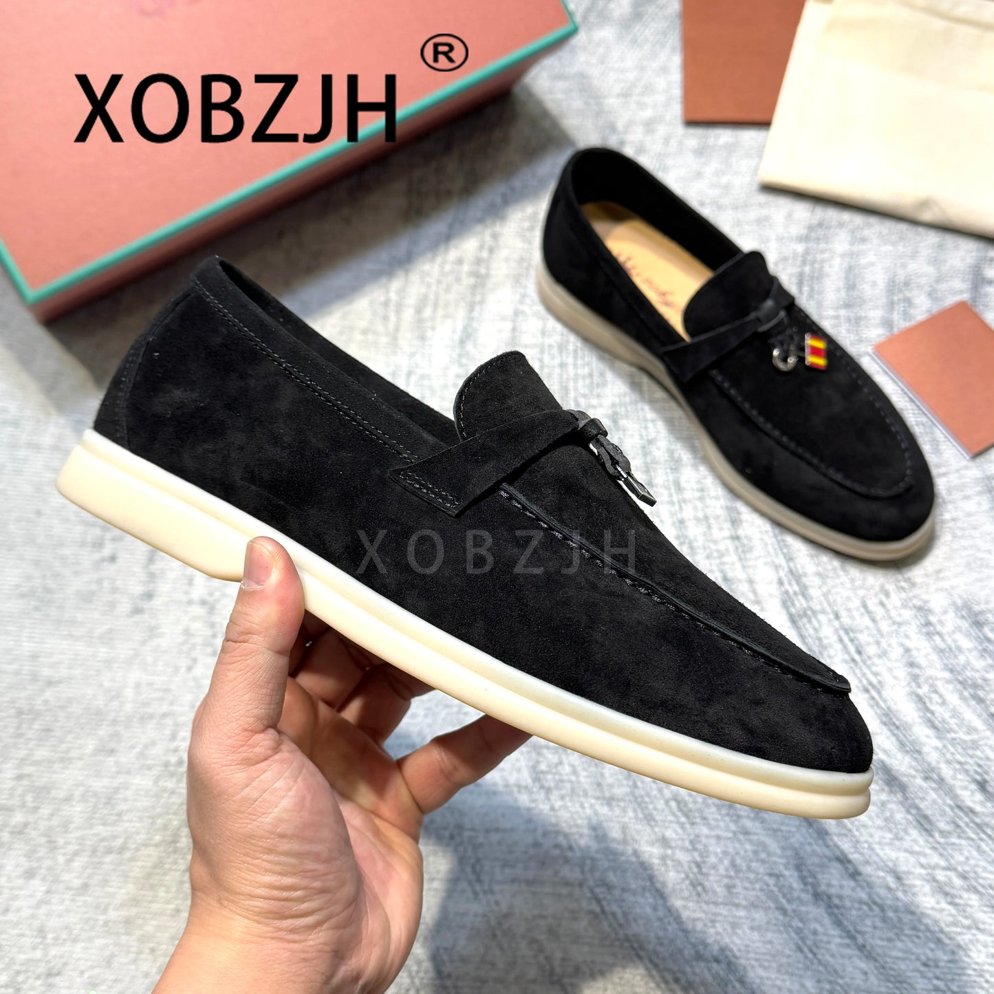 Summer Walk Moccasins Suede Loafers Shoes Women Spring Autumn Fashion Causal Leather Metal Pendant Flat Mules Shoes