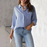 Classic Striped Shirt Women Streetwear Vintage Long Sleeve Blouses Female Casual Loose Single-Breasted Shirts