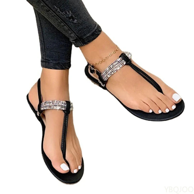 Fashion women  Rhinestone Clip Toe Strap Casual Sandal Sandals