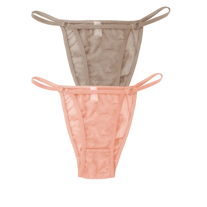 2PC Lace Thongs Panties Women Underwear Sexy Thongs Woman Low Waist Solid Underwear Seamless Female Underpants Lingerie