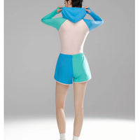 Women Long Sleeve Water Sports Outdoor Bathing Push Up Swim Wear Hooded Female Front Zipper Beach Athletic Surfing Swim Suit
