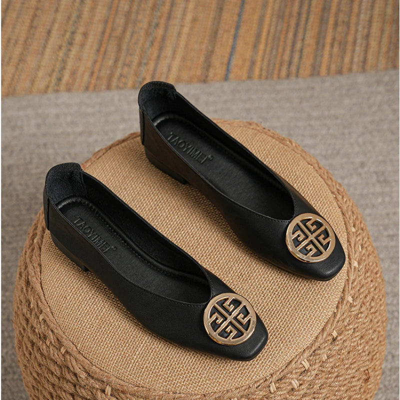 Shoes for Women Retro Ladies Flats Slip on Shoes Loafers Square Toe Shallow Mouth Women Casual Footwear Lightweight