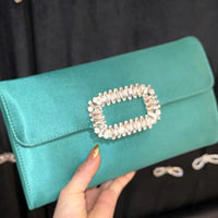 Luxury Satin Clutch Purse For Wedding Party Banquet Women's Handbag Crystal Shiny Rhinestone Diamond Evening Bag Shoulder Bag