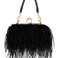 Women Ostrich Feather Clutch Purse Evening Bag Handbag Fluffy Purse Clutch Feather Evening Handbag For Wedding Anniversary Party