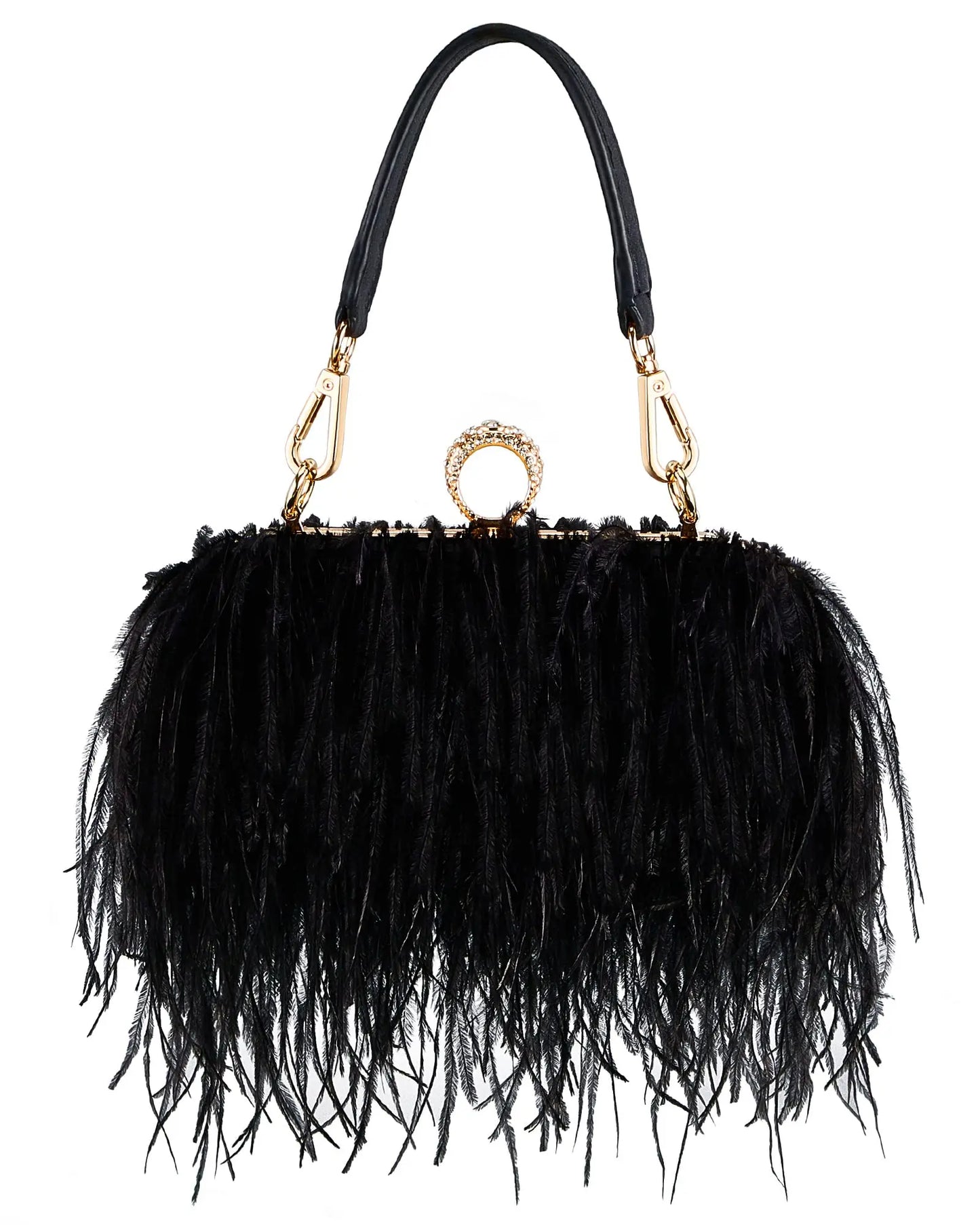 Women Ostrich Feather Clutch Purse Evening Bag Handbag Fluffy Purse Clutch Feather Evening Handbag For Wedding Anniversary Party