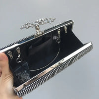 Diamond Encrusted Dinner Bag And Clutch, Square Hard Box Fully Lined With Diamonds.
