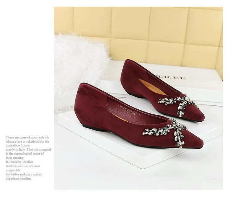 New Spring Crystal Women Mary Jane Shoes Fashion Shallow Slip on Elegant Party Dress Low Heel Shoes