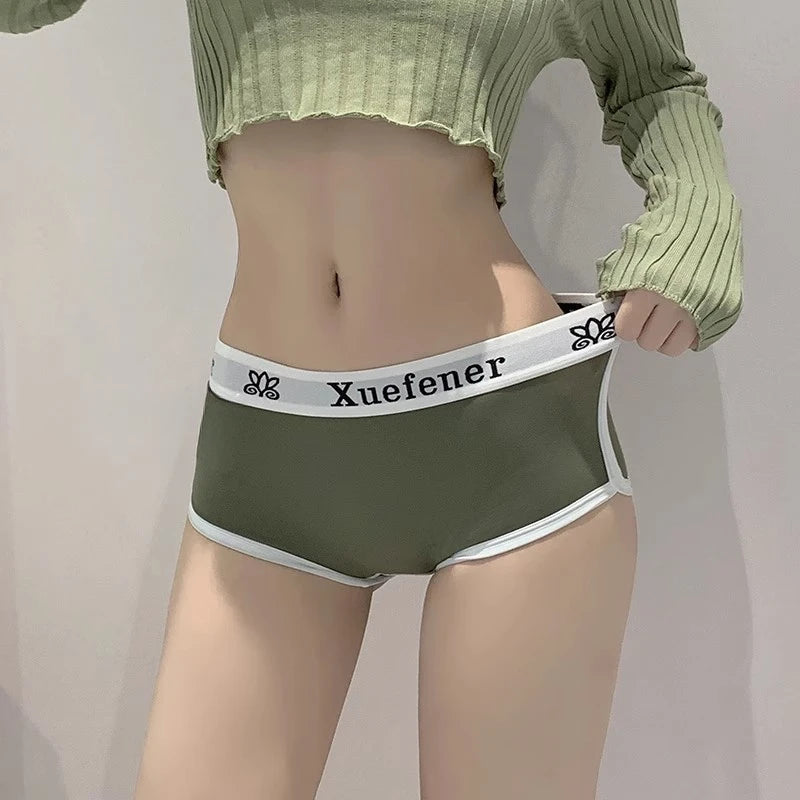 Pure Cotton Letter Print Underpants Sports Fitness Briefs Women's Underwear Cotton Comfortable Panties Hip-Up Female Lingerie