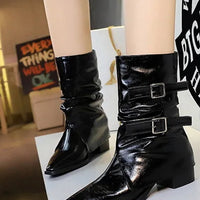 Pointed Fashion Women's Boots Retro Style Thick Heel Low Heel Medium Tube Women's Boots
