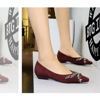 New Spring Crystal Women Mary Jane Shoes Fashion Shallow Slip on Elegant Party Dress Low Heel Shoes