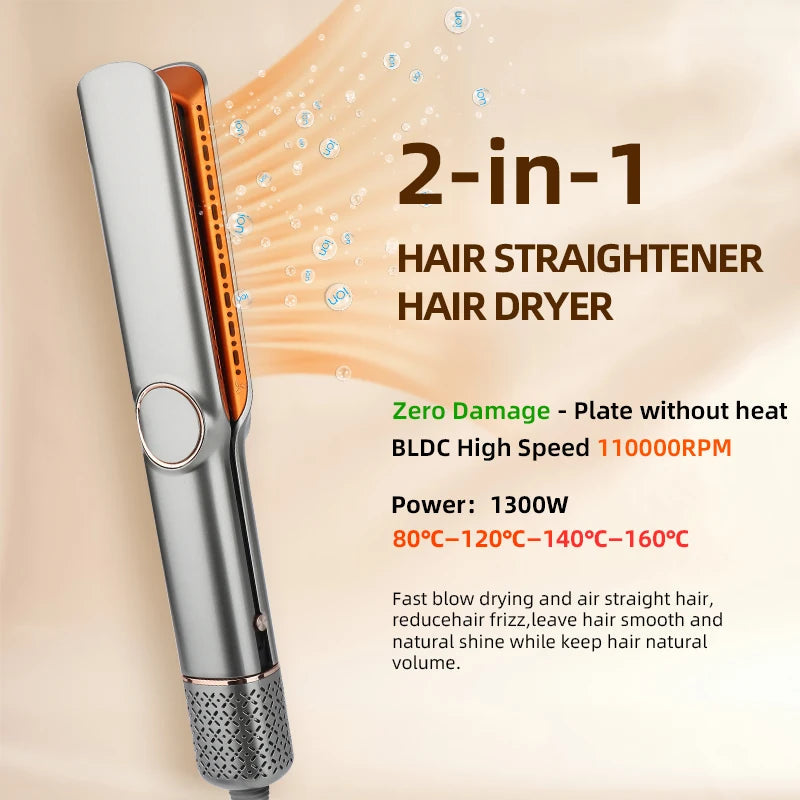2-in-1 High Speed Ceramic Hot Airflow Hair Straightener Blow Dryer LED Display Electric Wet-to-Dry Natalia Home Fashion    Natalia Home Fashion
