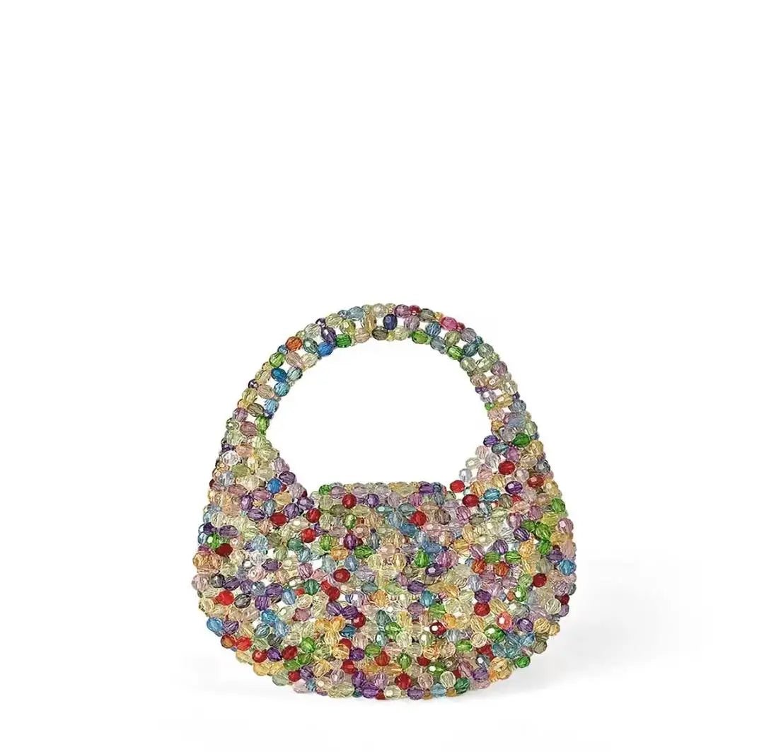New Light Luxury and High-End Hand-Beaded Mini Bead Bag Shiny Portable Banquet Bag - Natalia Home Fashion