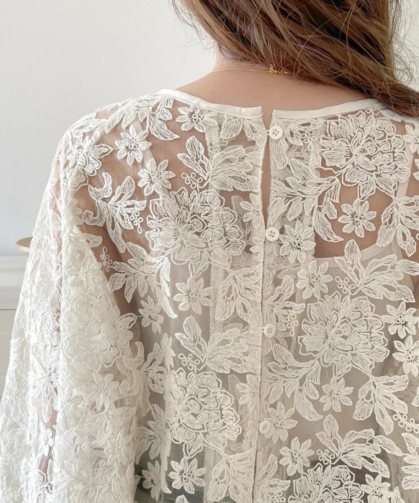 Round Neck Lace Shirt Women's Summer Floral Print Tie Dotted Cotton Blend Full Sleeve Slim Fit Button up Top