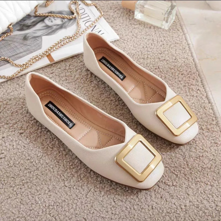 Flat Shoes Women New Fashion Square Breathable Casual Black Comfortable Work Shoes Soft Women's Loafers Shoes