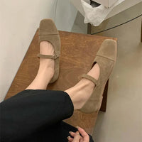 Streetwear Velvet Mary Jane Shoes for Women Casual Ballet Flats Pumps Female Ladies Loafers Buckle Single Mules