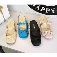 Ladies Slippers Bowknot Silks Satins Women Shoes Round Head Women Sandals Summer Shoes Women Slippers