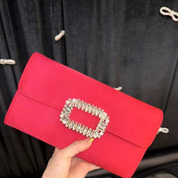 Luxury Satin Clutch Purse For Wedding Party Banquet Women's Handbag Crystal Shiny Rhinestone Diamond Evening Bag Shoulder Bag