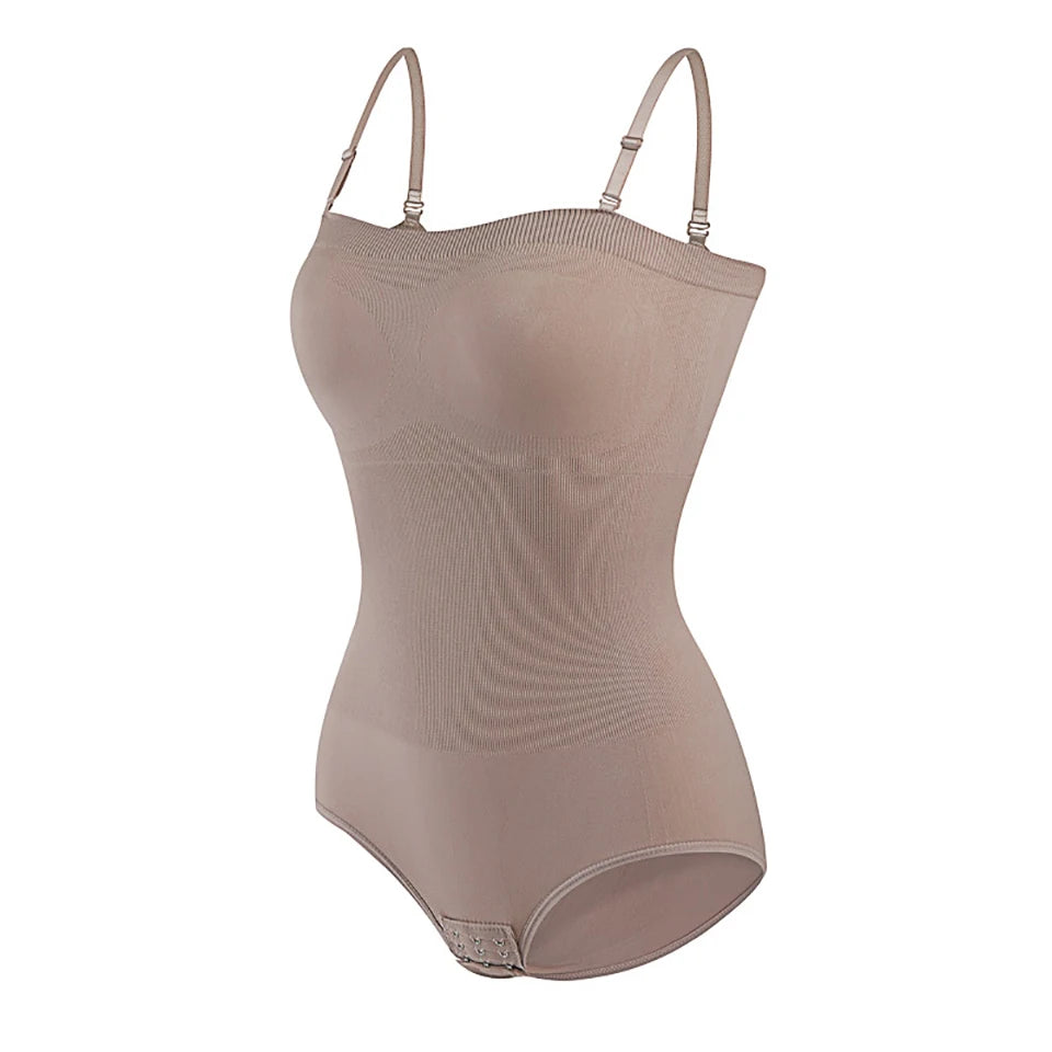 Strapless Short Bodysuit for Women Tummy Control Shapewear Seamless Sculpt Body Shaper with Removable Straps