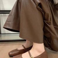 Women's Mary Jane Flat Bottom Slip-On Shoes with Buckle Soft Style Versatile Shoes