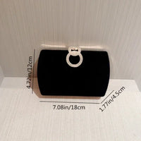 Ladies Velvet Box Dinner Bag Sparkly Rhinestone Decoration Banquet Bag Clutch Evening Dress Bag Party