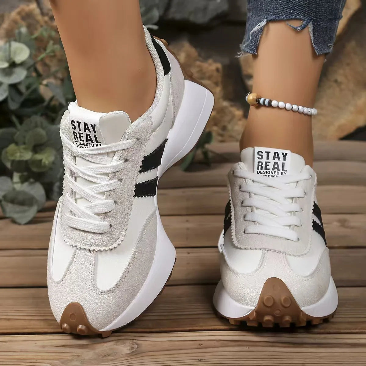 Retro Platform Women's Sneakers Summer Casual Patchwork Leather Sneakers Women's Outdoor Casual Comfort Shoes