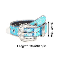 Skull Rivet Rhinestone Bb Belts Trendy Solid Color Sparkling PU Leather Belt Cowboy Cowgirl Jeans Pants Belt For Women Girls Natalia Home Fashion    Natalia Home Fashion