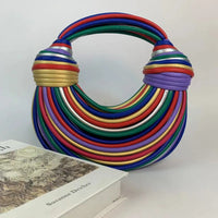 Fashionable Hand-Knitted Noodle Bag Women's Shoulder Bag Urban Minimalist Style Dumpling Bag Versatile Knot Design PU Material