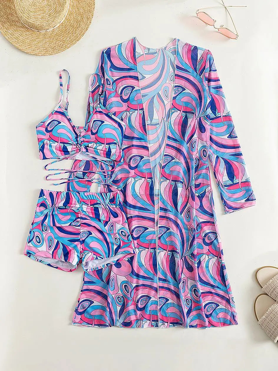 Sexy Print Bikini Women High Waist Swimsuit Cover Up Swimwear Female Lady Bathing Suit Swimming Summer Beachwear