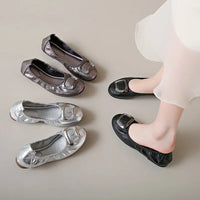 Comfort Slip-On Ladies Shoes New Leather Women Flats Round Toe Flat Shoes