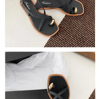 Women's Roman Style Toe-Over Sandals Flat Bottom Outdoor Wear Crossbody PVC Material Anti-Slip Low Heel Footwear