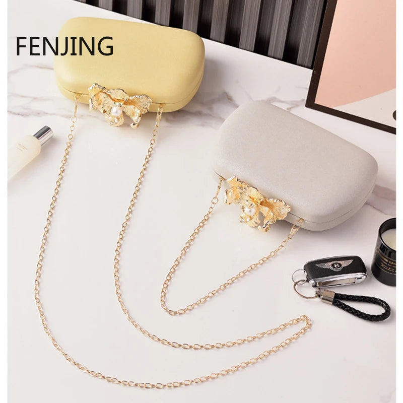 Dinner Bag Women Fashion Flower Buckle Handbag Wedding Bride Evening Bags Girls Cute Party Clutch Bag Shoulder Bags