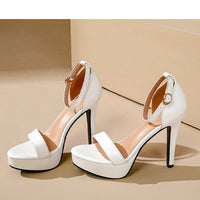 Women's Sexy Open-Toe Sandals High Heels 12.5cm Platform Party Shoes White Wedding Club plus Size Supper Flash