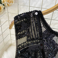 Sexy Sleeveless V-neck mesh sequin Bodycon Dress Chic Women Slim Women Slip Dress