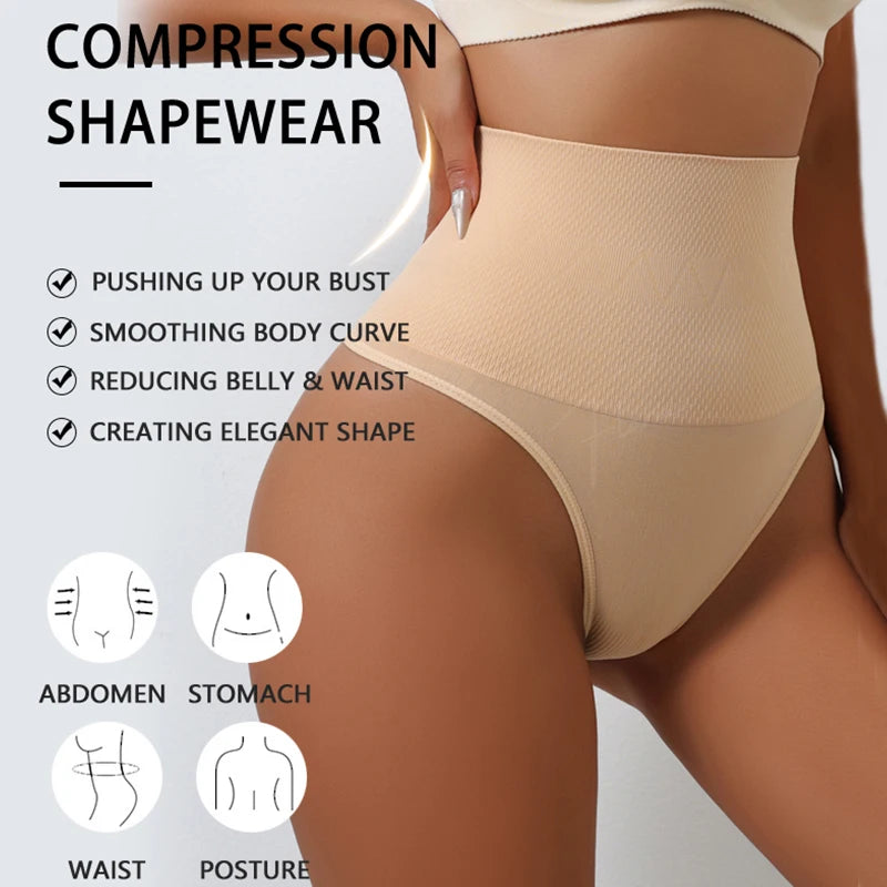 High Waist Slimming Control Thongs Tummy Shaper Underwear Women Seamless Shapewear Panties Compression Abdomen Briefs