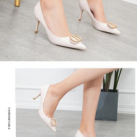 Sexy Women's Stiletto High Heels Shallow Mouth Pointed Toe Metal Buckle Party Single Shoes