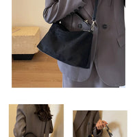 Retro Bag for Women's Textured Frosted Shoulder Bag with Large Capacity Crossbody Commuting Tote Bag
