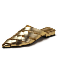 Hollow Woven Pointed Cool Slippers Women's Summer Thick Heel Outer Wear Bag Head Half Slippers Women Sandals