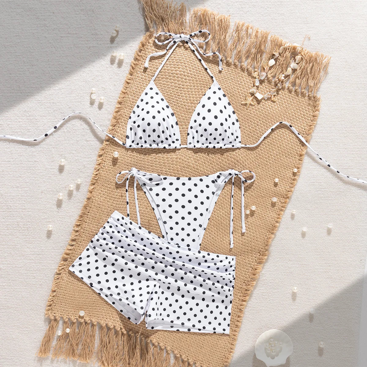 Polka Dot Sexy Bikinis Set Female Swimsuit Women Three-Piece Swimwear Beach Swim Wear Ladies Bathing Suits Bikini Pool Bathing Suit