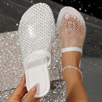 Women Slippers Summer New Round Head Slippers Water Diamond Flat Home Anti-skid Sandals Slides Women - Natalia Home Fashion