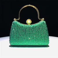 Glitter Shiny Diamonds Evening Bag Metal Handle Square Bag Fashion Women Handbag Wedding Party Clutch Purse Female