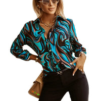 Women's Long Sleeve Shirt, Single Breasted Commuter Shirt, Slim Fit Top