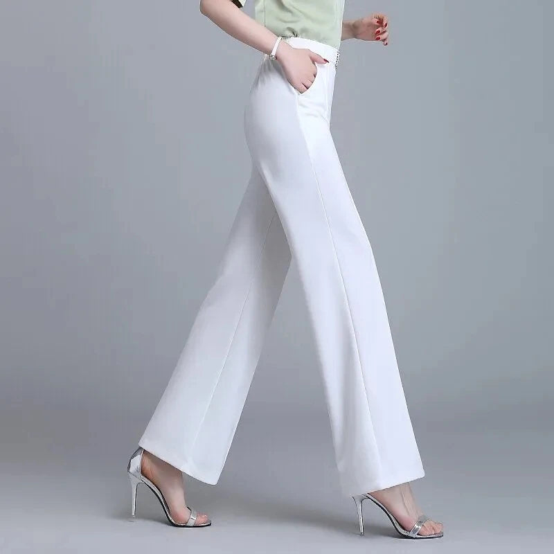 Classic Chiffon High Waist Wide Leg Pants Office Lady Loose Thin Black Trousers  New Formal Chic Pantalones De Mujer Cintura Alt Natalia Home Fashion    Natalia Home Fashion