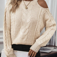 Solid Sweater Women O Neck Off Shoulder Pullover Simple Long Sleeve Knitted Jumpers Elegant Sweaters