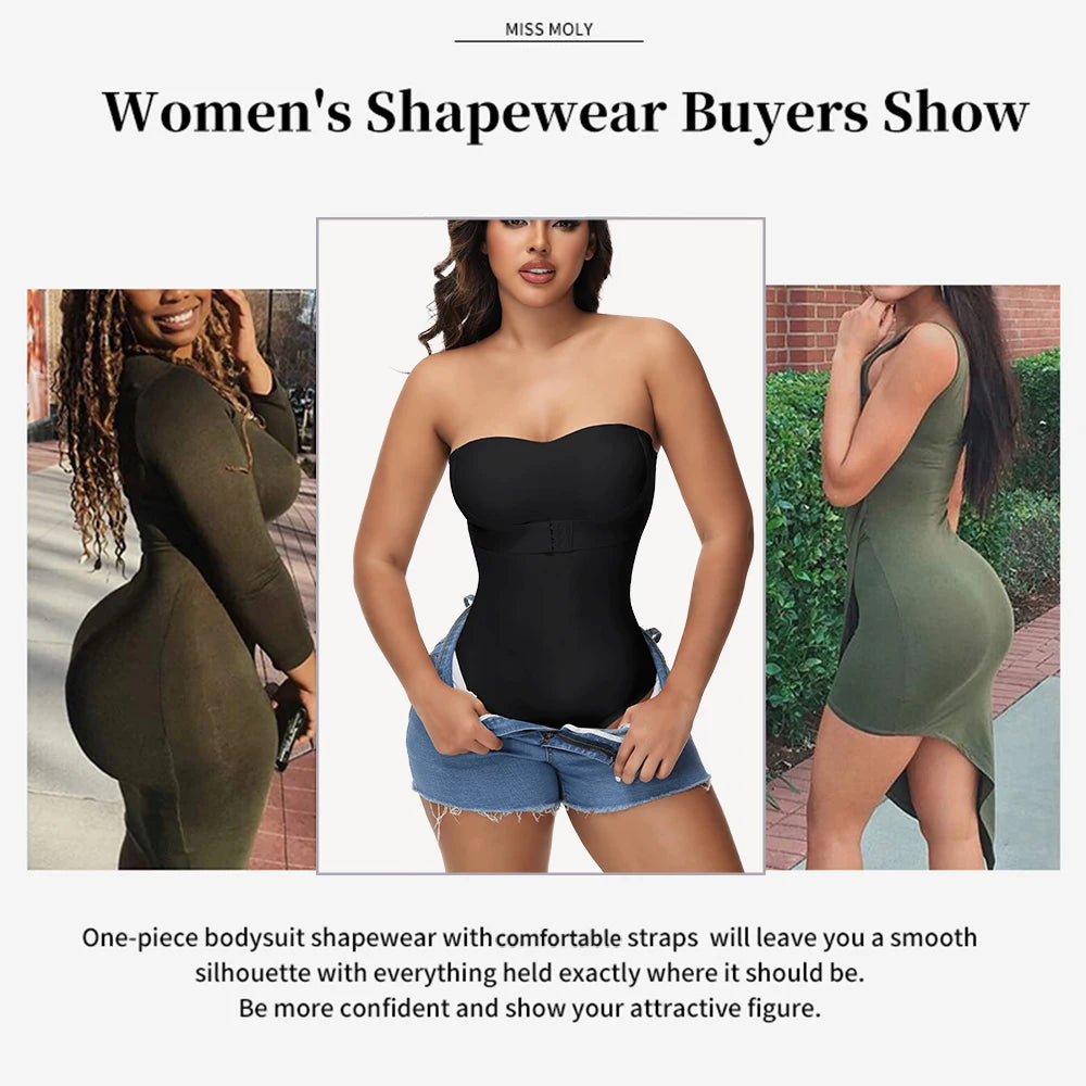 Strapless Thong Bodysuits 4XL Women Belly Control Full Body Shaper Push Up Breast Underwear Plus Size Women's Clothing