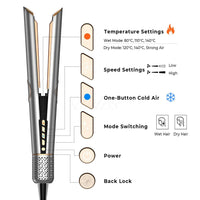 2-in-1 High Speed Ceramic Hot Airflow Hair Straightener Blow Dryer LED Display Electric Wet-to-Dry Natalia Home Fashion    Natalia Home Fashion